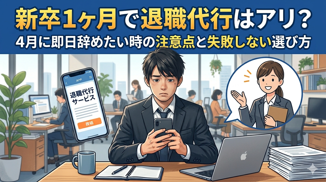 新卒1ヶ月で退職代行はアリ？4月に即日辞めたい時の注意点と失敗しない選び方