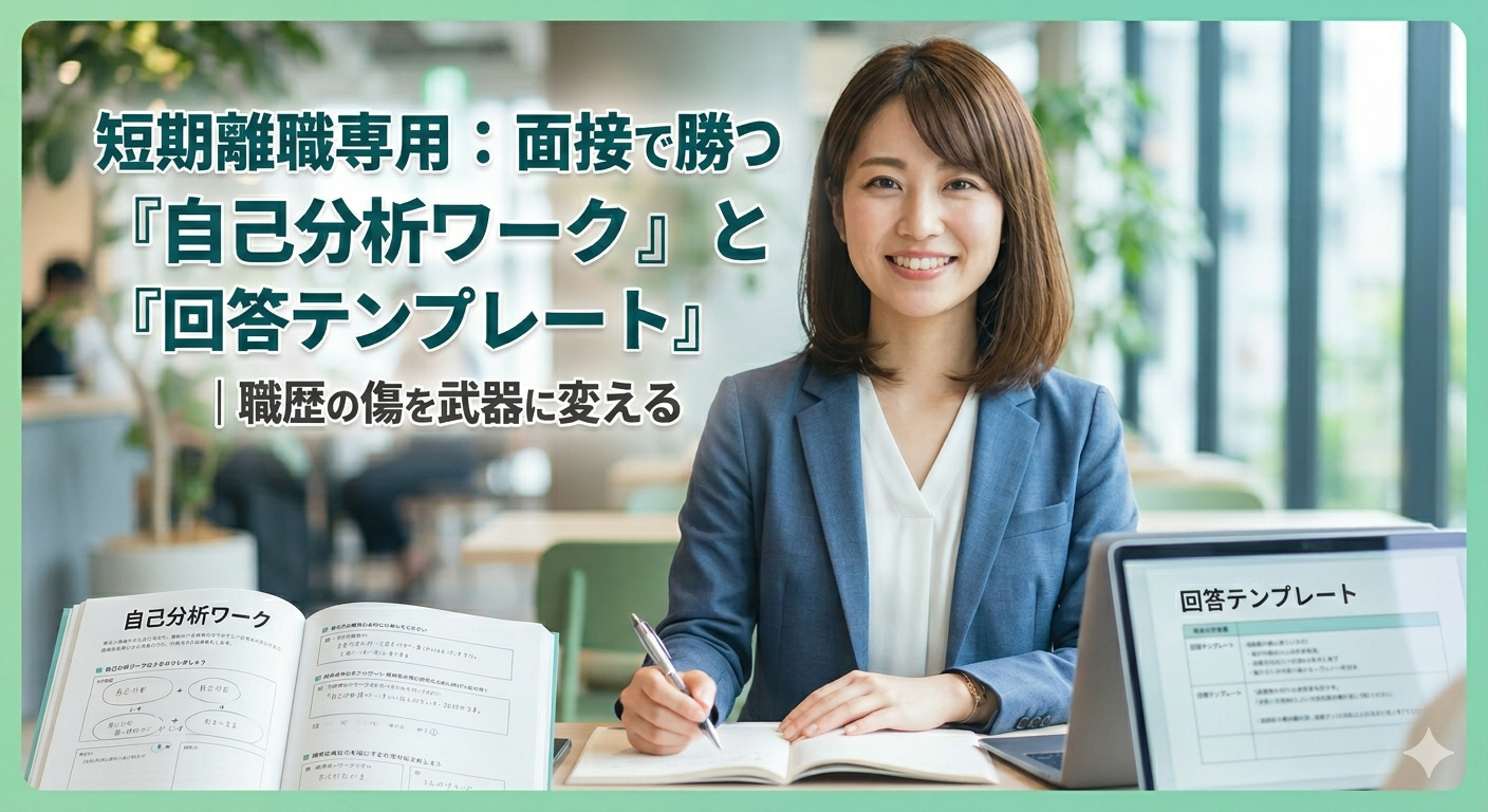短期離職専用：面接で勝つ「自己分析ワーク」と「回答テンプレート」｜職歴の傷を武器に変える