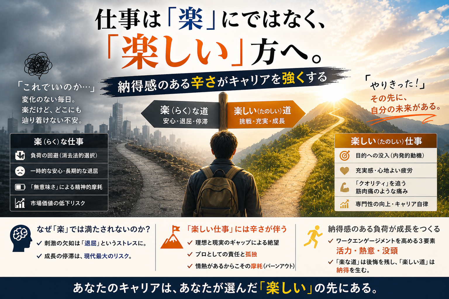 仕事は「楽（らく）」にではなく、「楽しい」方へ。納得感のある辛さがキャリアを強くする