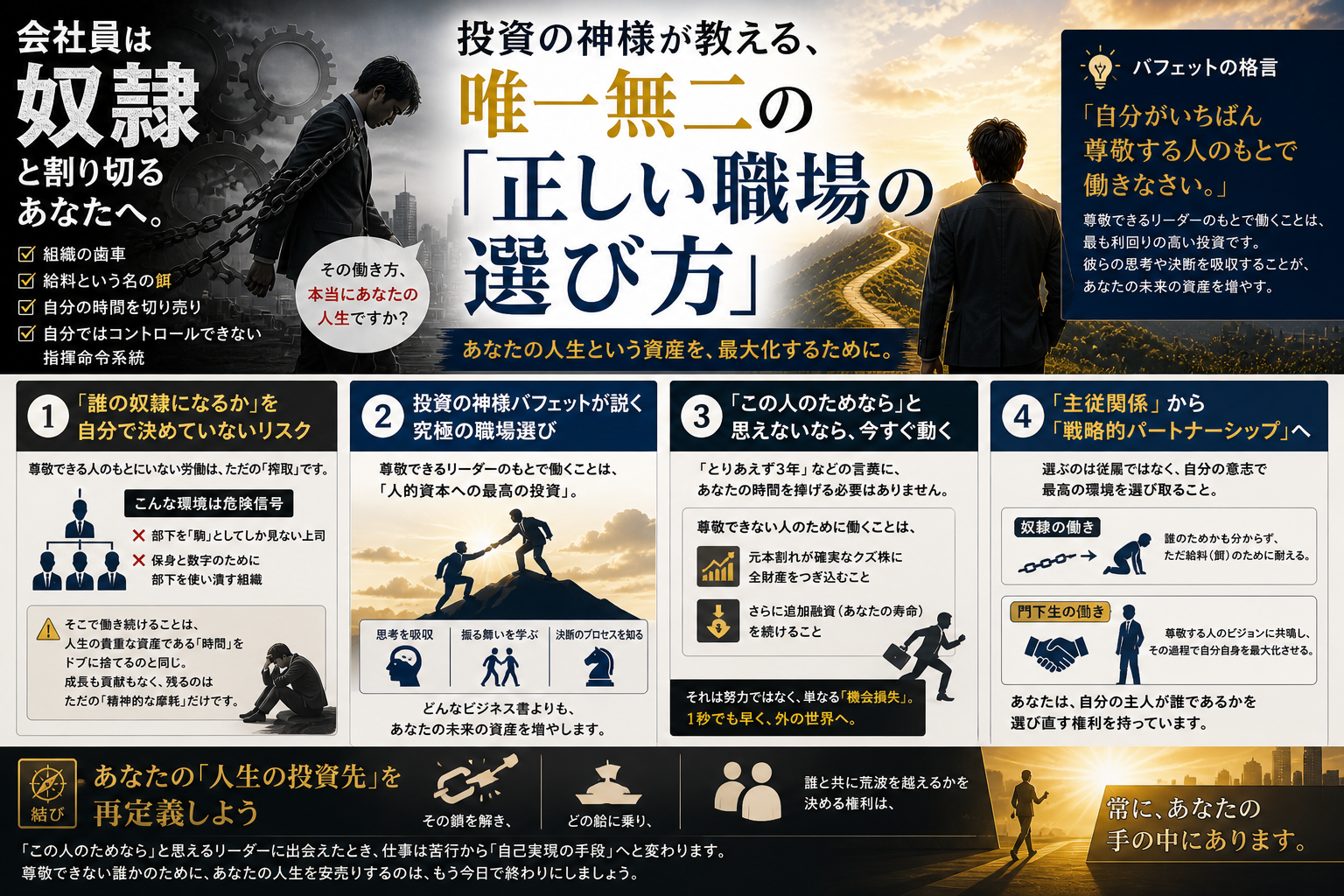 会社員は奴隷」と割り切るあなたへ。投資の神様バフェットが教える、唯一無二の「正しい職場の選び方
