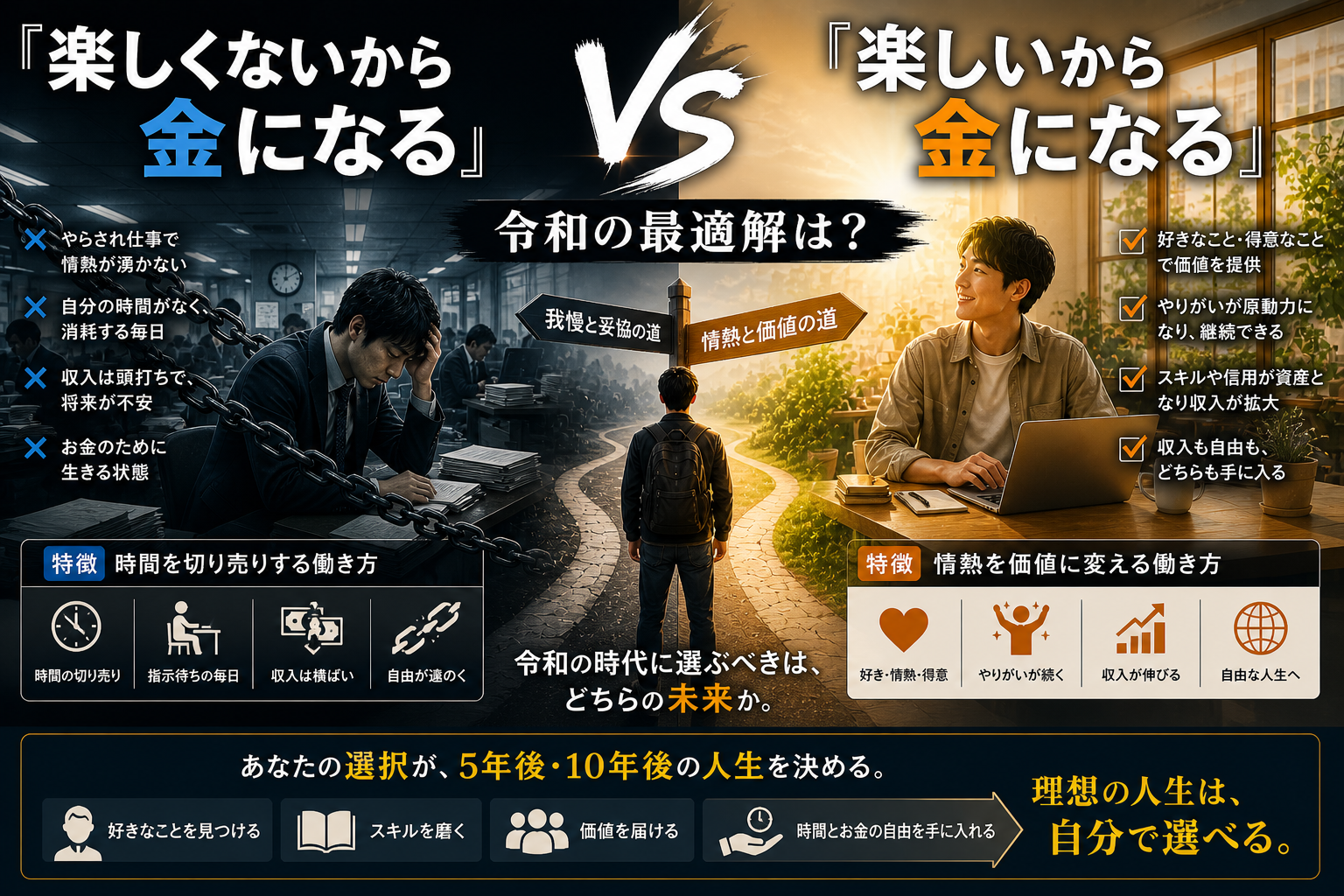 『楽しくないから金になる』VS『楽しいから金になる』。令和の最適解は？