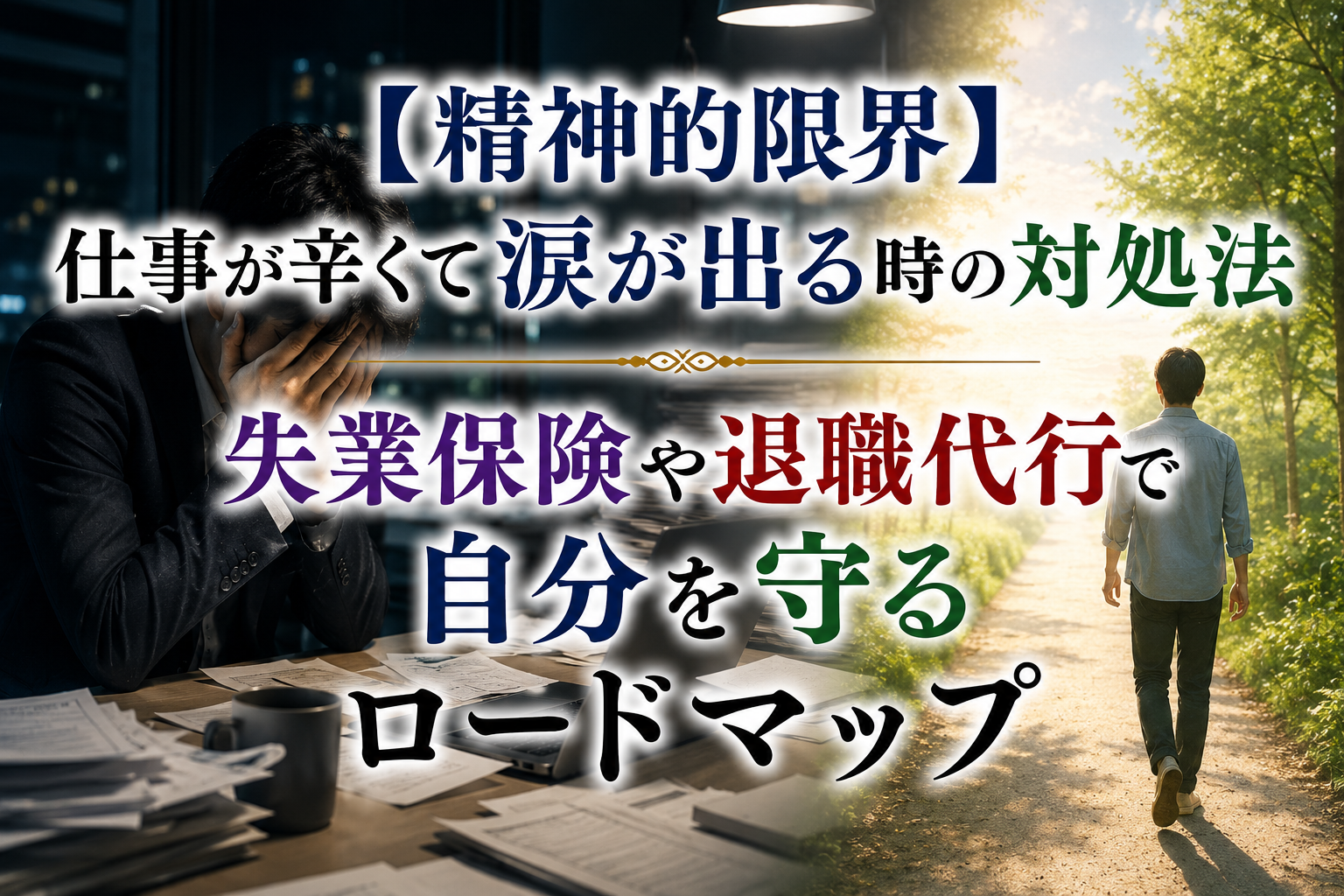 【精神的限界】仕事が辛くて涙が出る時の対処法｜失業保険や退職代行で自分を守るロードマップ