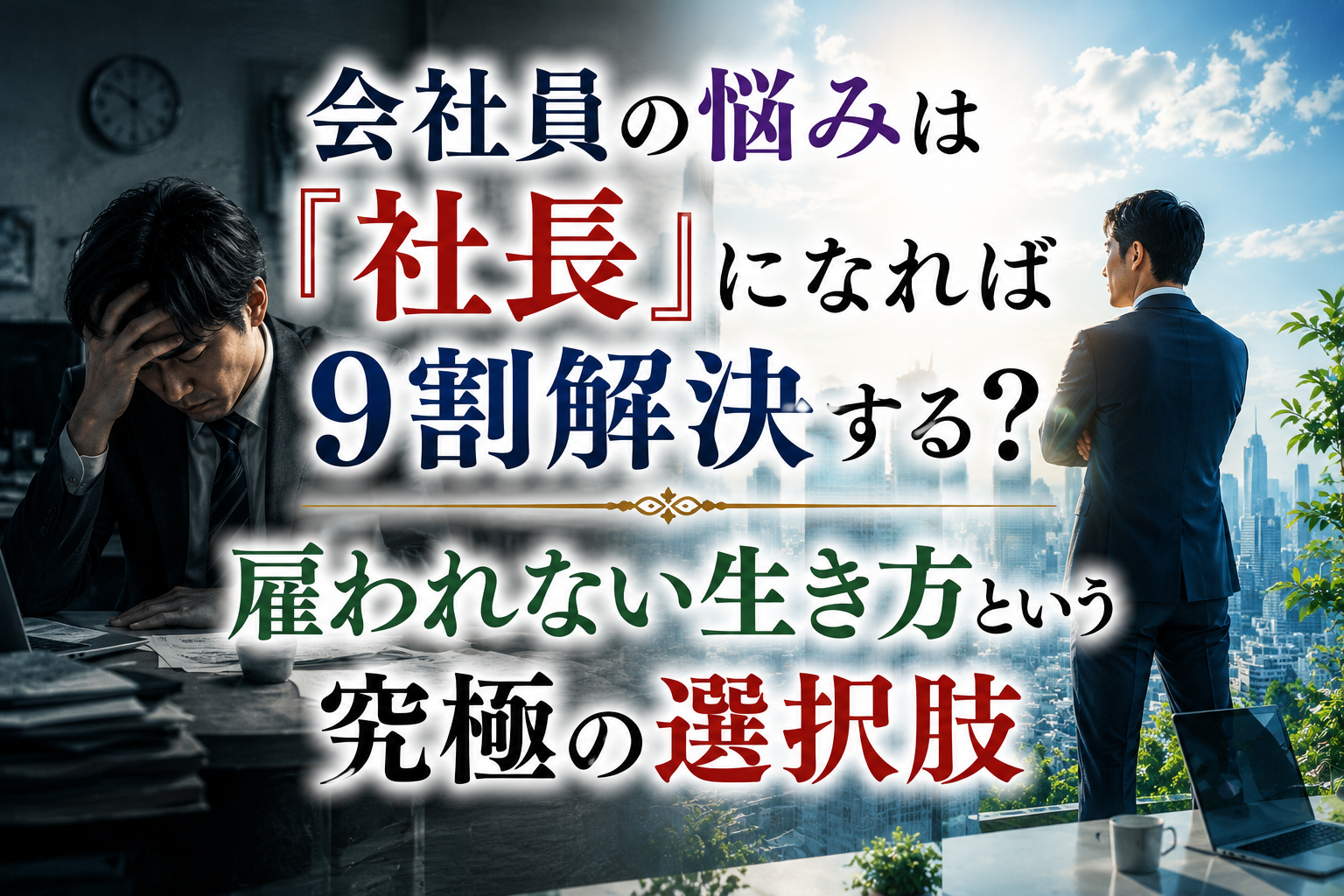 会社員の悩みは「社長」になれば9割解決する？雇われない生き方という究極の選択肢