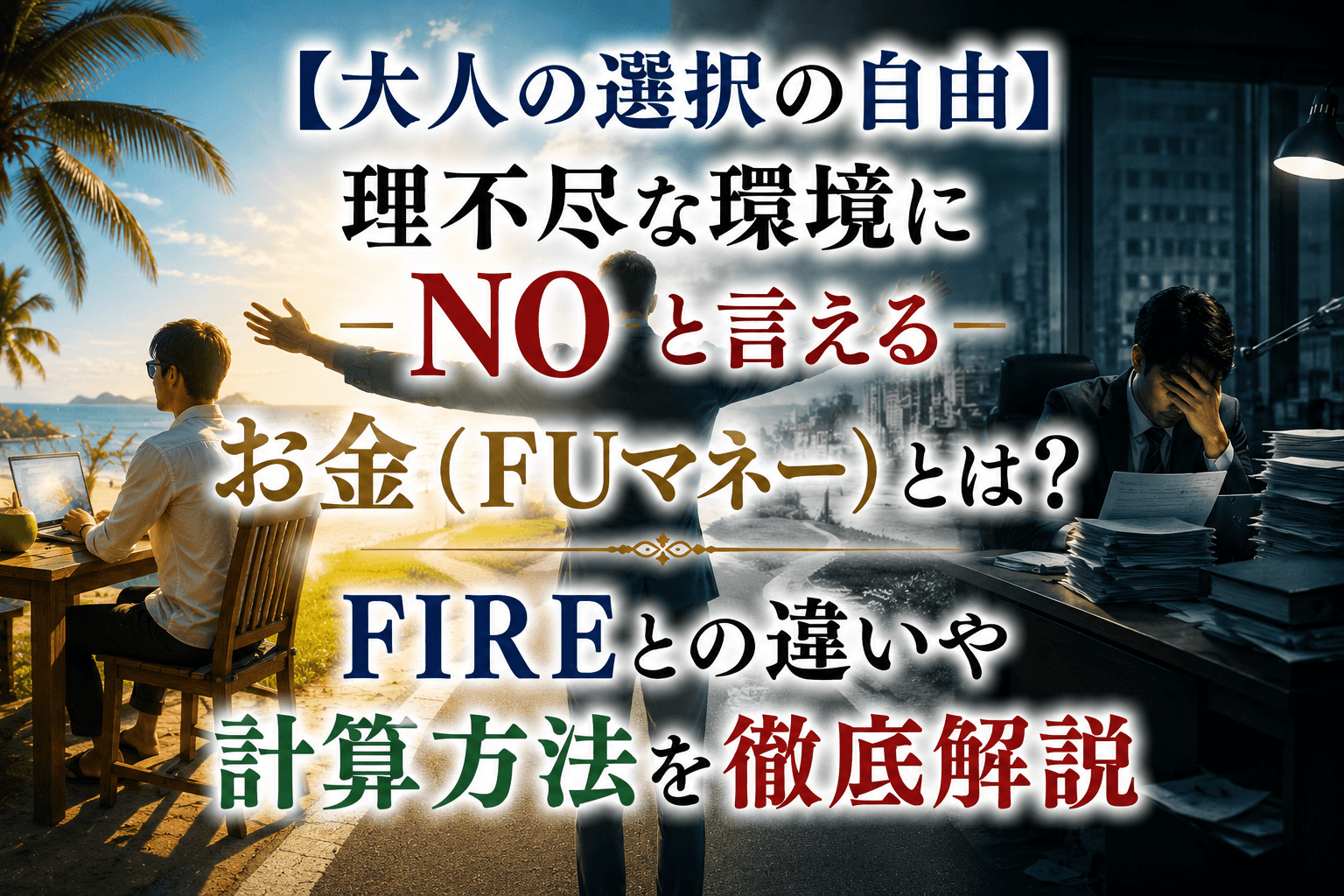 【大人の選択の自由】理不尽な環境にNOと言えるお金（FUマネー）とは？FIREとの違いや計算方法を徹底解説