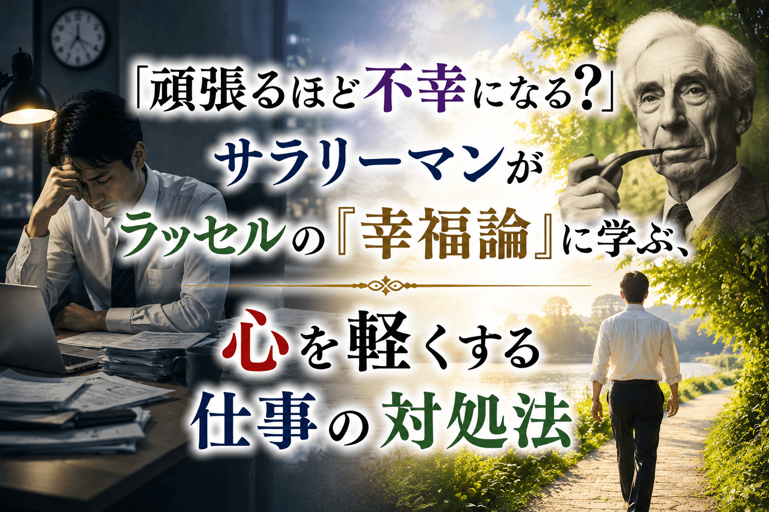 「頑張るほど不幸になる？」サラリーマンがラッセルの『幸福論』に学ぶ、心を軽くする仕事の対処法