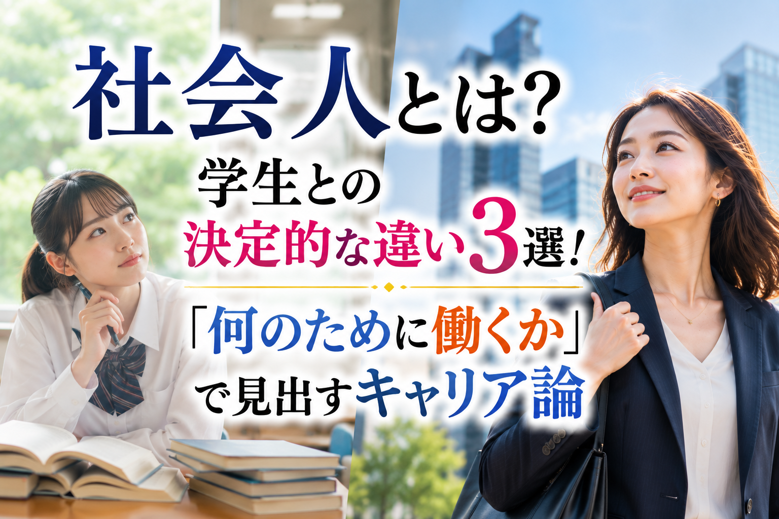 社会人とは？学生との決定的な違い3選！「何のために働くか」で見出すキャリア論